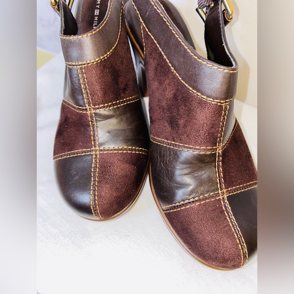 Tommy Hilfiger sling back brown patchwork heels. Size 8.5M Mable - Picture 2 of 12